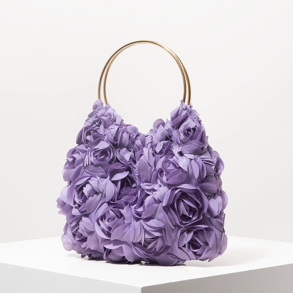 Luxury Rose Flower Tote Bags for Ladies， Prom Dresses for Women， Bag for Women Elegant， Wedding Items， Party Bag（Random Pattern）