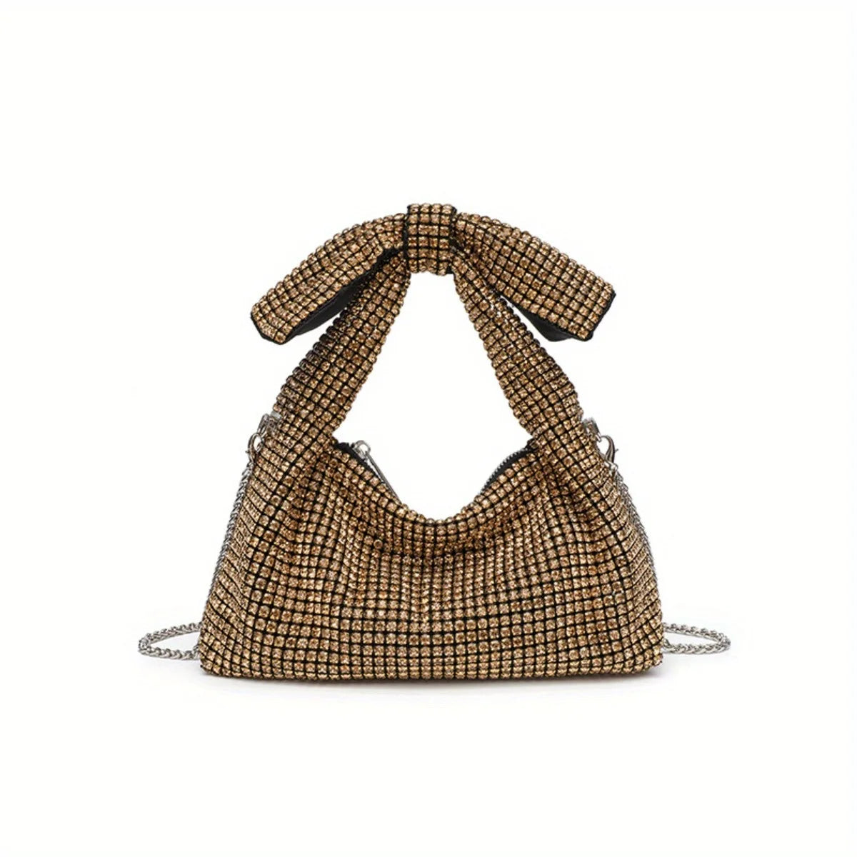 Bow Evening Bag for Women Rhinestone Shoulder Purse Glamorous Crystal Crossbody Bag Sparkling Party Clutch for Special Occasions