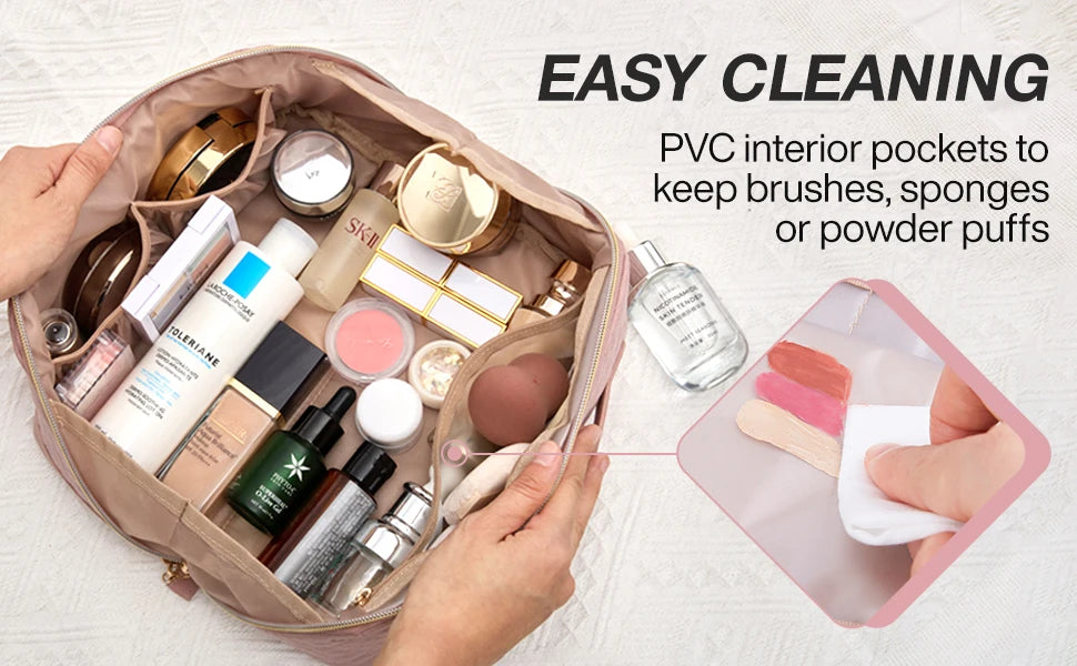 BAGSMART Women's Cosmetic Bag Large Capacity Storage Waterproof Makeup Bags Wide-open Cosmetic Pouch travel essentials