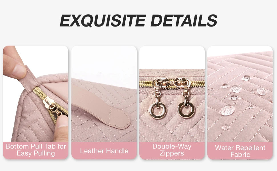 BAGSMART Women's Cosmetic Bag Large Capacity Storage Waterproof Makeup Bags Wide-open Cosmetic Pouch travel essentials