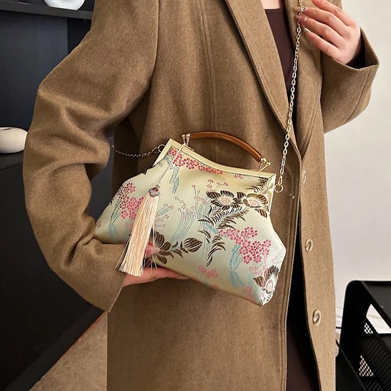 Luxury Women Party Dinner Bag Fashion Ladies Dinner Bag Elegant Wooden handle Simple Formal Gorgeous Crossbody Daily use Purse