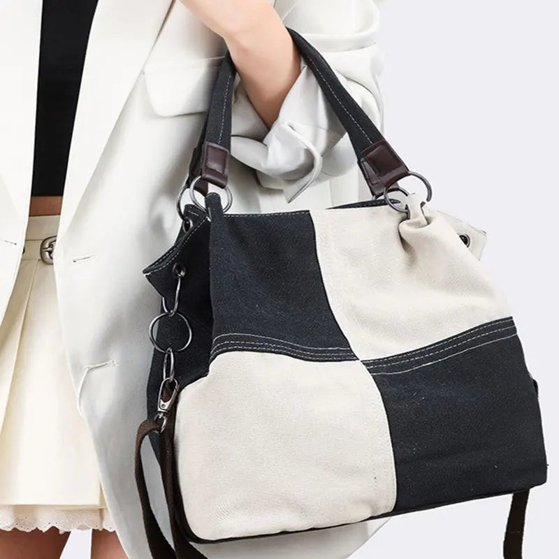 New Canvas Retro Shoulder Bag Simple Fashionable Versatile Women's Commuting Bag Large Capacity Crossbody Bag
