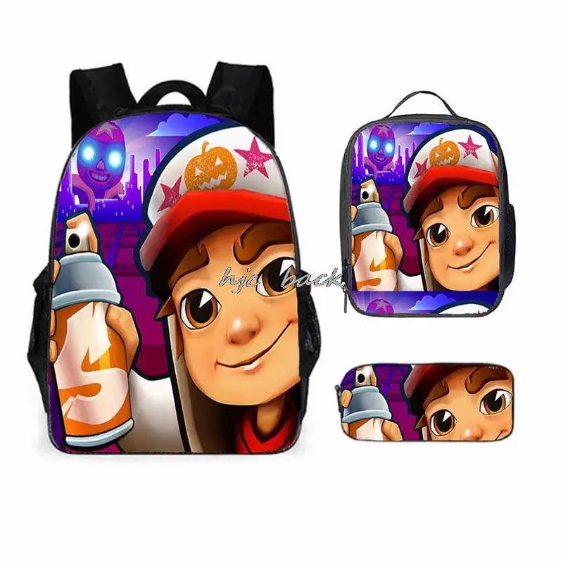 School Bags Girls Boys Subway Surfers Primary Kids School Backpcak 3Pcs Cartoon Schoolbags Kids Mochilas Escolar Infantil Gift