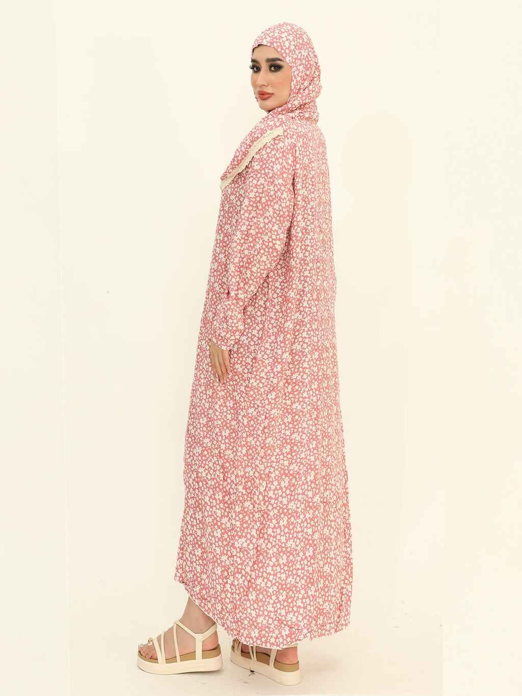 Muslim Fashion Abaya Women Floral Print Khimar Robe Abayas African Ladies Traditional Payer Dress