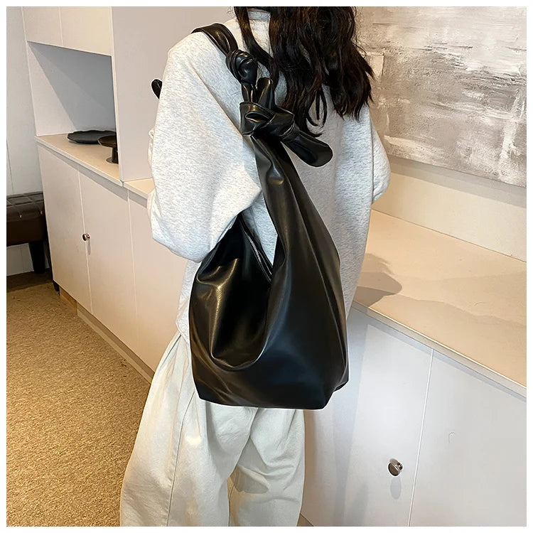 Leisure soft large-capacity bag female 2024 new fashion work shoulder bag college students relax tote bag