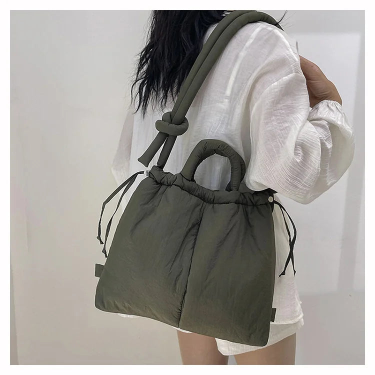 Women Shoulder Crossbody Bags Casual Nylon Padded Tote Bag Designer Soft Puffer Simple Vintage Large Capacity Handbags