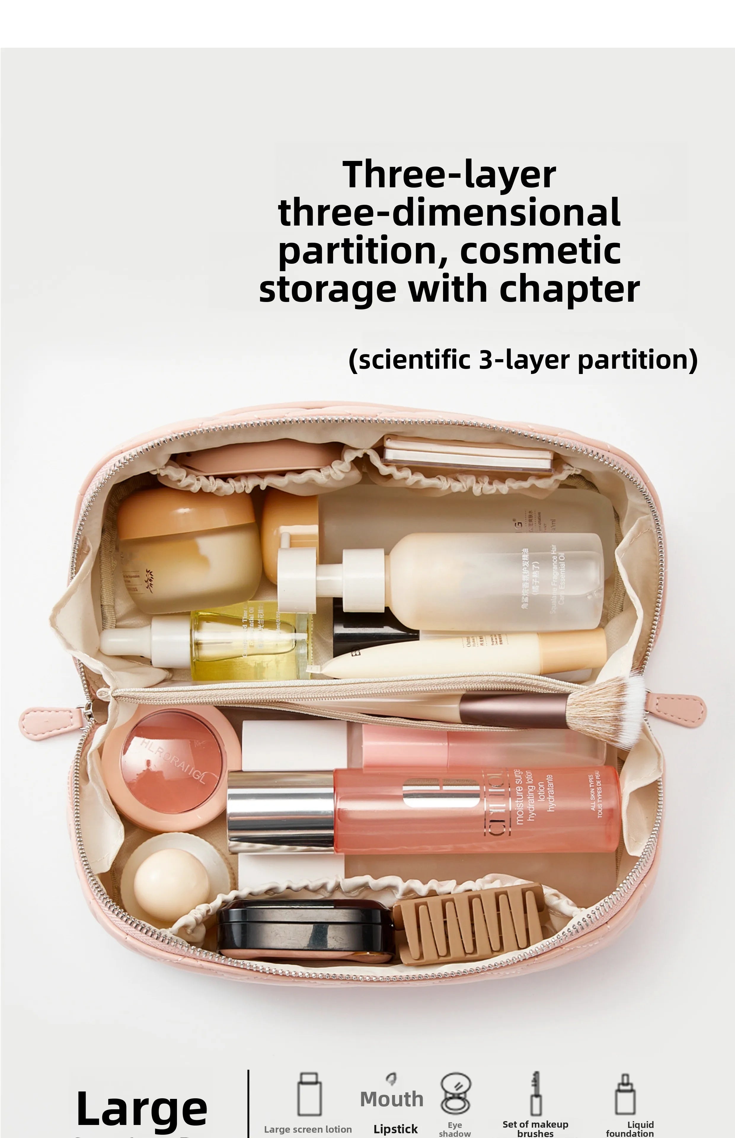 Makeup bag for women 2025 new high-end light luxury high-end large capacity portable travel storage bag bag accessories