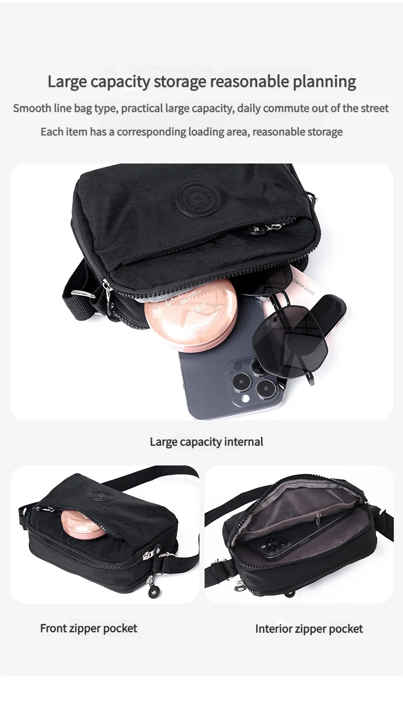 Luxury Bag Women Oxford Crossbody Bag Large Capacity Multi Pocket Wear Resistant Female Shoulder Bag Wallet for Women Men