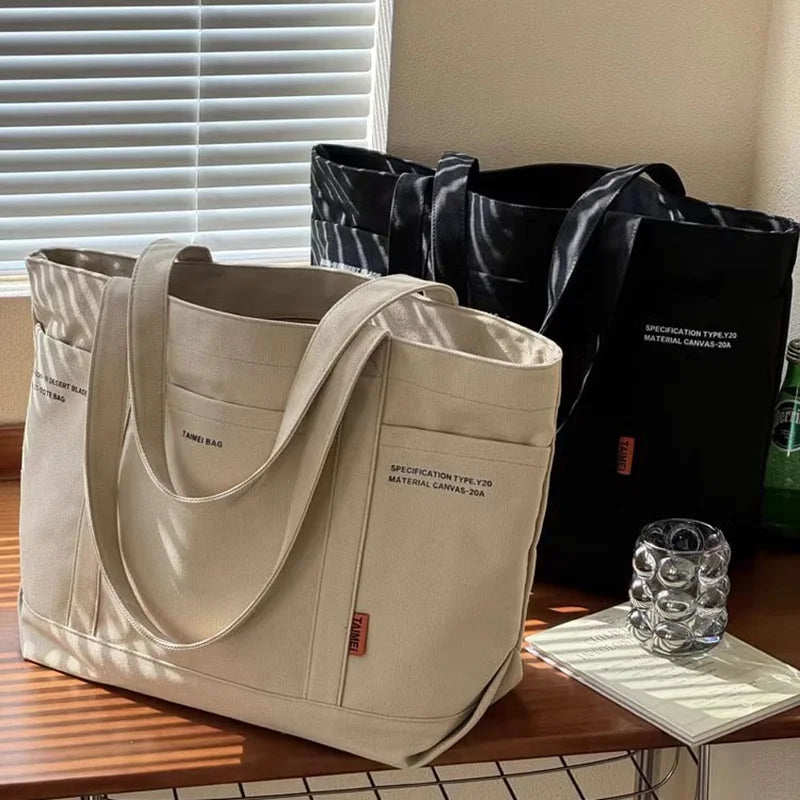 Women's Bag Versatile Multiple Pockets Shoulder Bags For Women Casual Large Capacity Canvas Tote Bag Daily Commuting Handbags