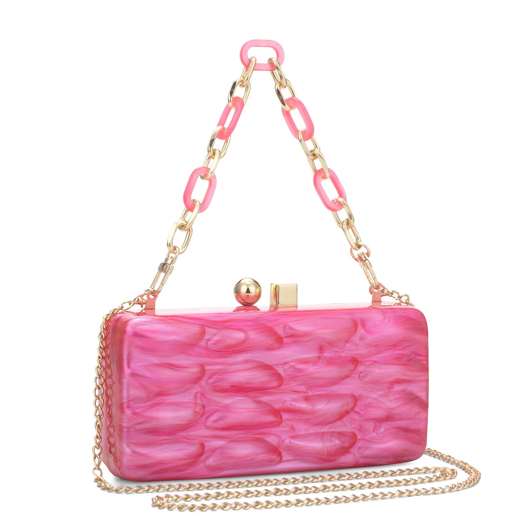 Luxury Evening Bag For Women Elegant Acrylic Hard Surface Ladies Clutch 5 Color Hangbag Party Wedding Shoulder Bags 2024 Fashion