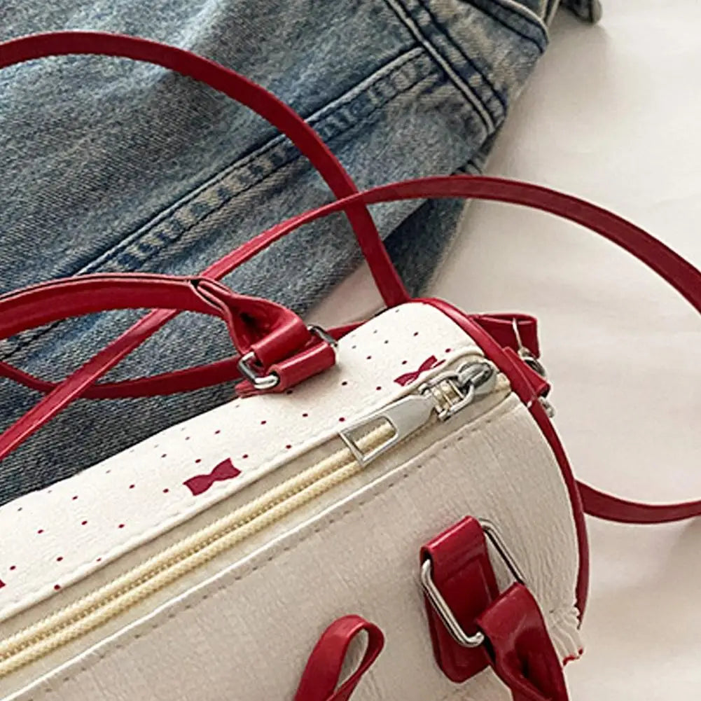 Bow Handbag Large Capacity Waterproof Single Shoulder Bag Adjustable Strap sweet cute Casual shopping Tote Bag