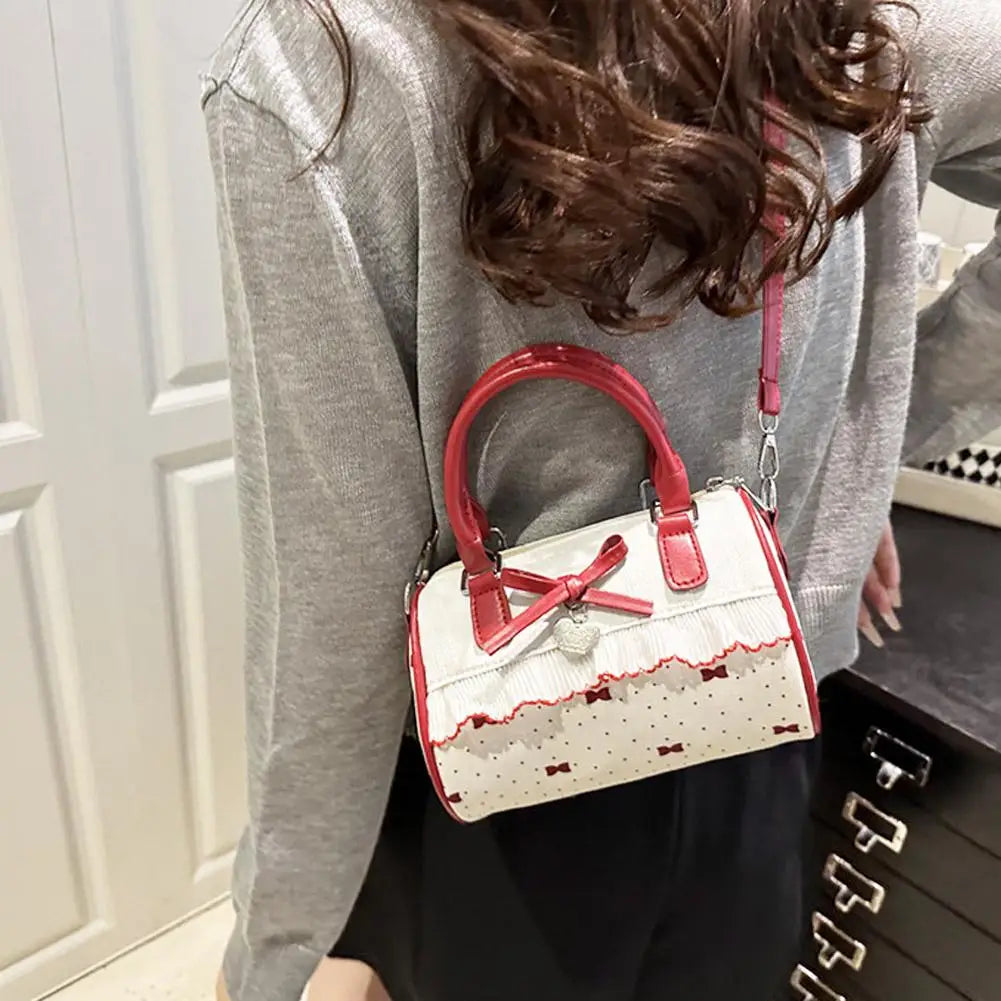 Bow Handbag Large Capacity Waterproof Single Shoulder Bag Adjustable Strap sweet cute Casual shopping Tote Bag