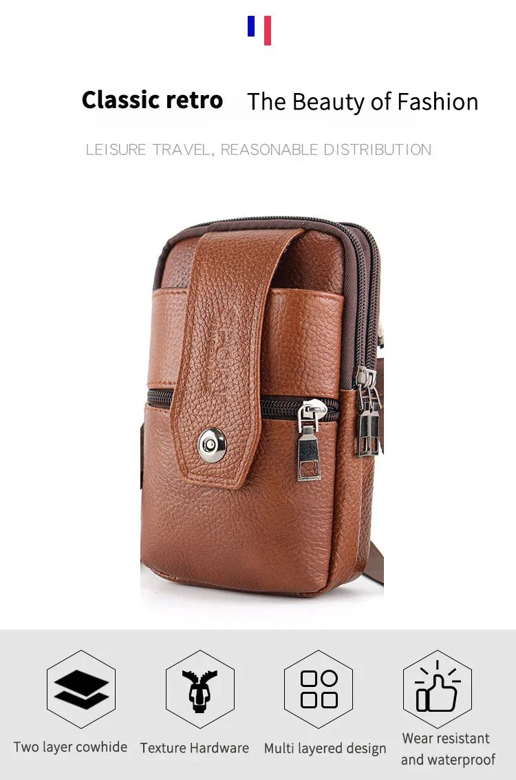 New Men's Large Capacity Mobile Phone Belt Bag Multi functional Waterproof Belt Waist Bag