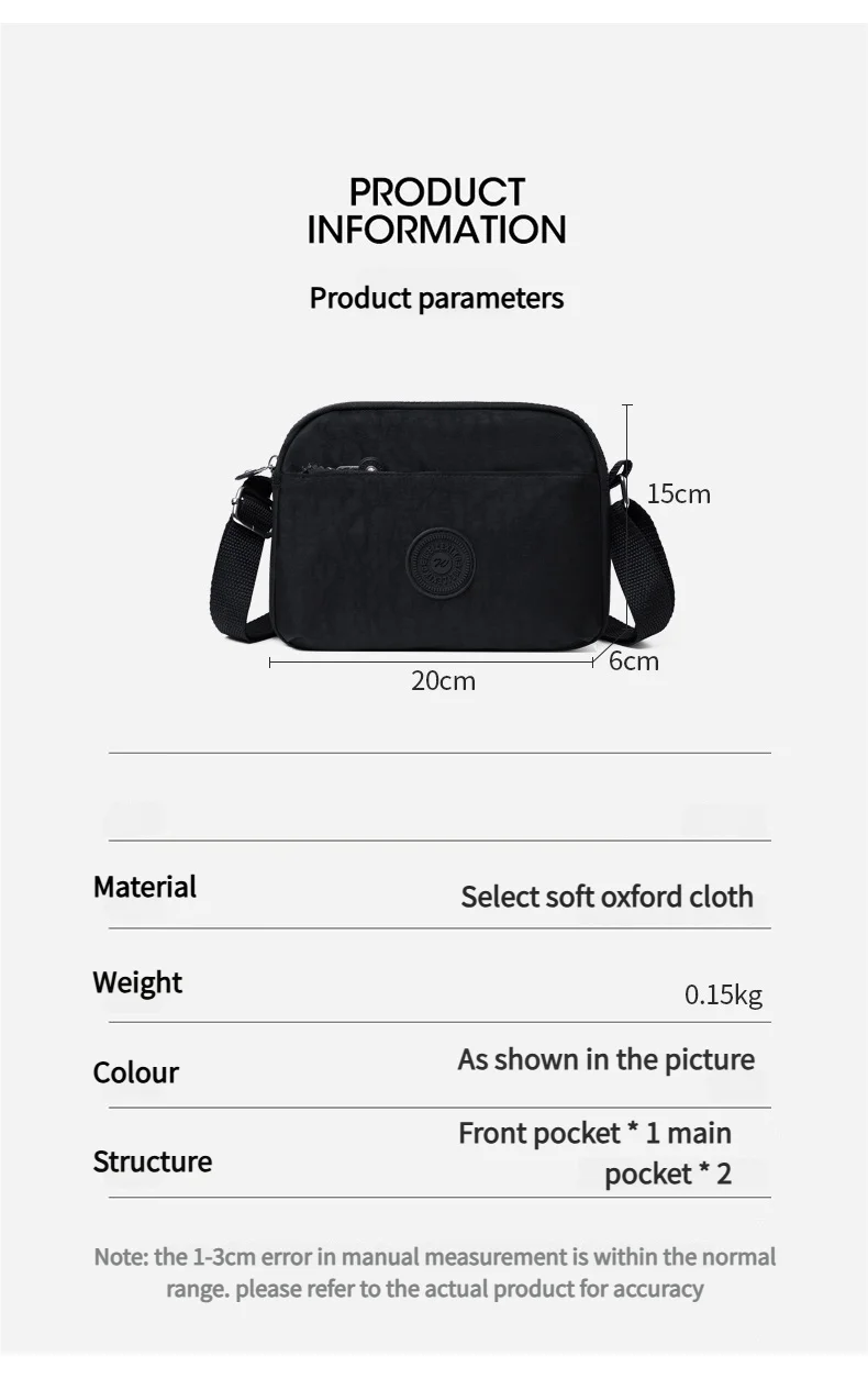 Luxury Bag Women Oxford Crossbody Bag Large Capacity Multi Pocket Wear Resistant Female Shoulder Bag Wallet for Women Men