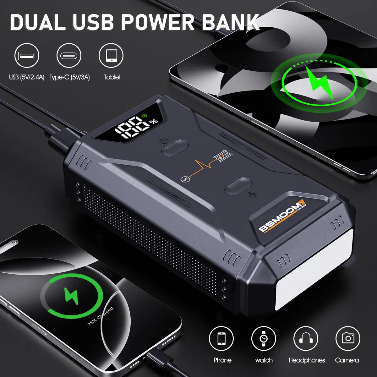 Car Jump Starter Battery Power Bank for Car Starter Portable Emergency Booster 12V Auto Starting Device Petrol Diesel