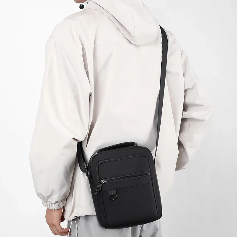 Messenger Sling Bags for Men Casual Oxford Small Zipper Crossbody Pouch Simple Mini Crossbody Phone Bag Male Side Shoulder Bag