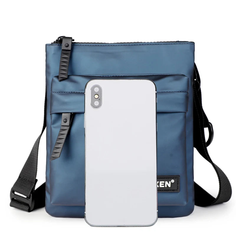 Messenger Sling Bags For Men Casual PU Leather Zipper Crossbody Pouch Simple Mini Crossbody Phone Bag Male Side Shoulder Bag