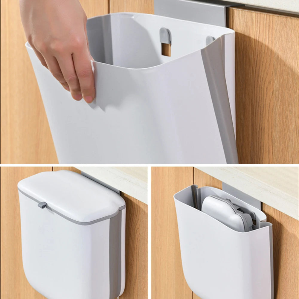 1PC 9L Collapsible Trash Can Trash Bin With Sliding Lid For RV Camping Boats Caravan Motorhome Car Trash Can RV Accessories