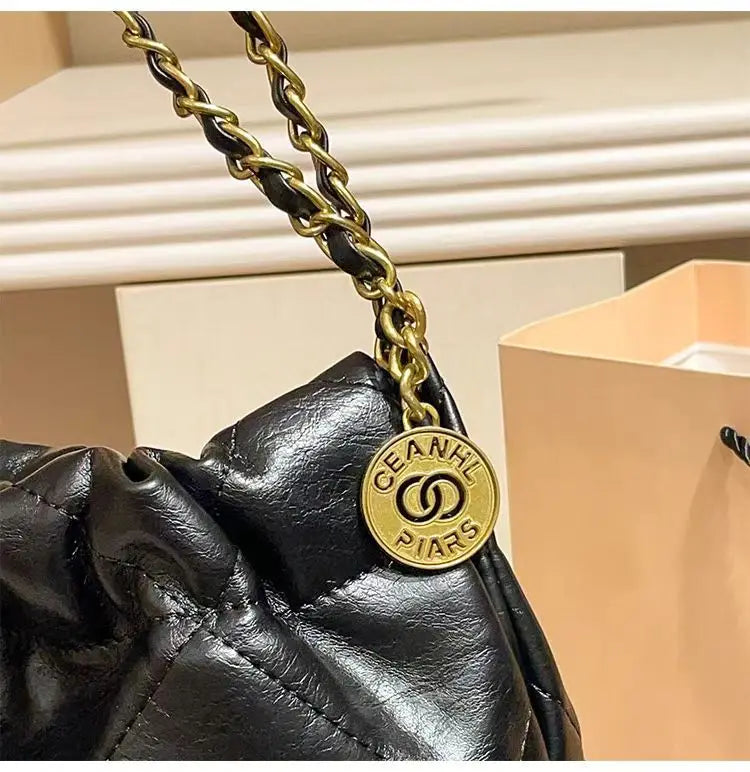 2025 New Garbage Bag Tote Bag Women's Large Capacity Diamond Grid Chain Premium Single Shoulder Underarm Bag