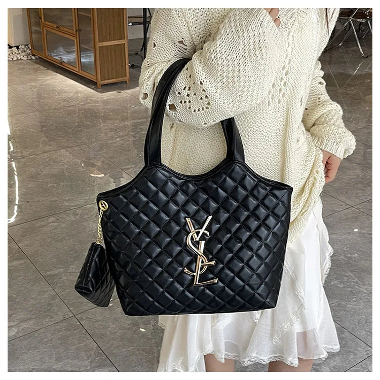 2025 New Women's Tote Bag Diamond Quilted Mother Daughter Purse, Retro Handheld Shoulder Bag, Spacious & Stylish, Casual/Office