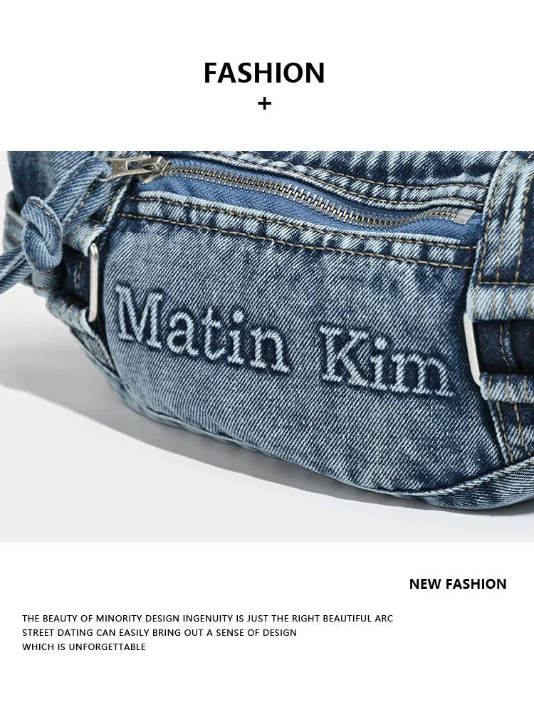 Shoulder Bag for Women New Washed Denim Bags Retro Crescent Bag Diagonal Span Underarm Tote Handbag Mini Portable
