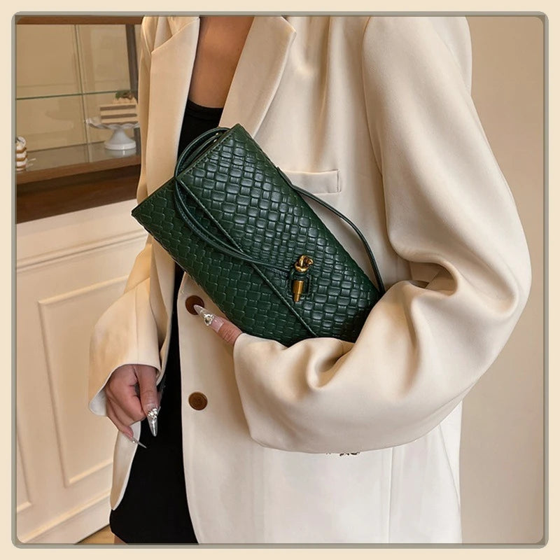Woven Crossbody Bag for Women Woven Handbag Soft PU Leather Shoulder Bag Evening Clutch Chic Famous Brand Luxury Flap Bag ﻿2025