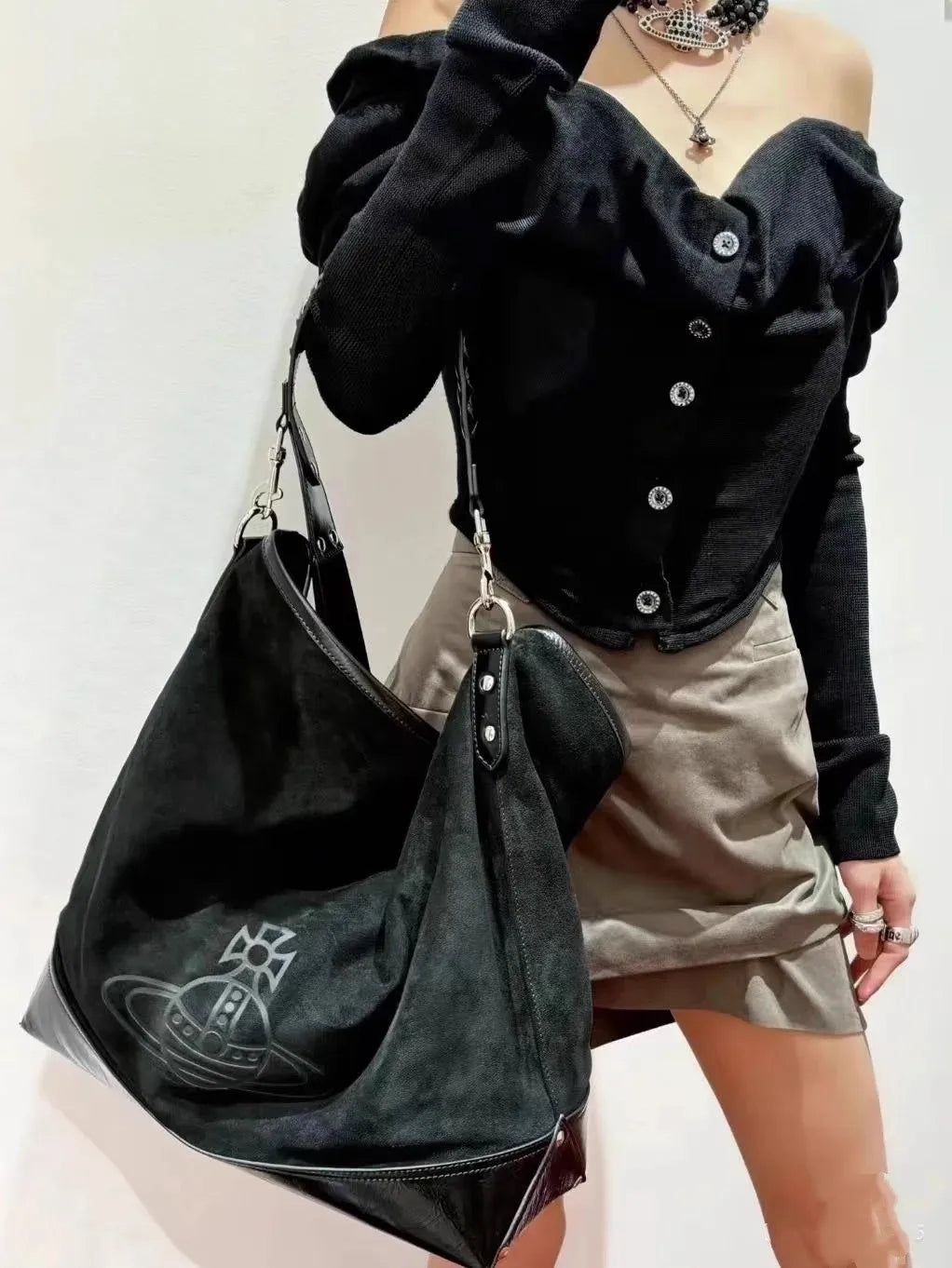 Large Capaci Suede Hobo Bag Women's Casual Commuter Tote Bag Trendy Single oulder Bag GP Famous Star  Hobo Bag