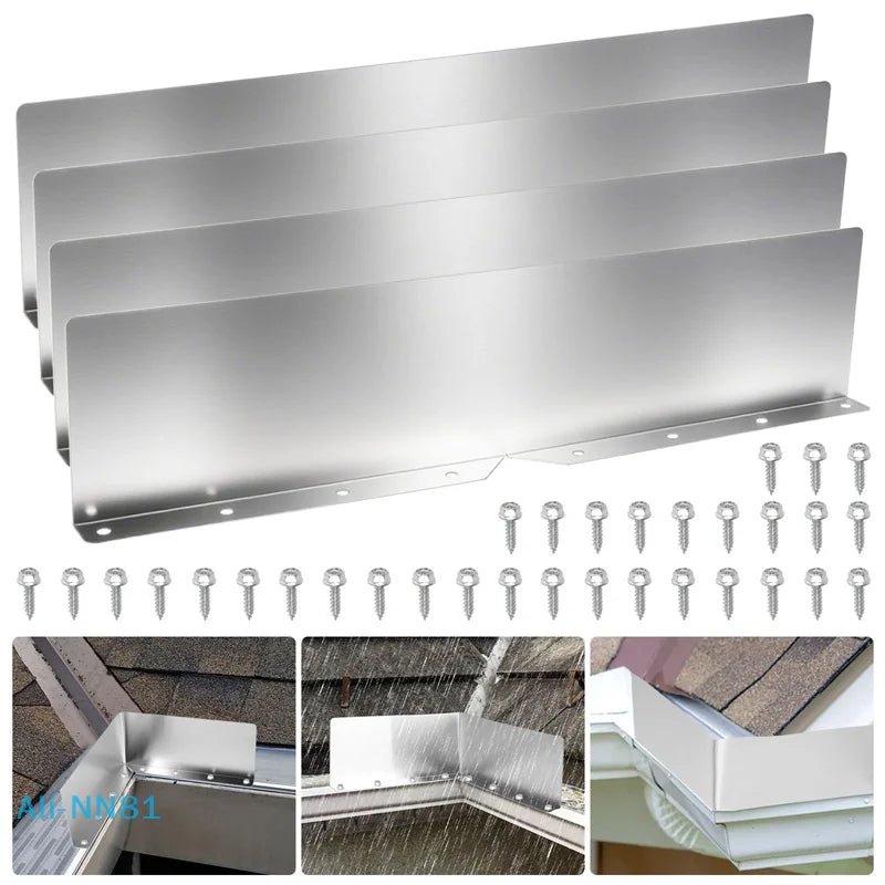 【N】4Pcs Rainwater Valley Gutter Splash Guard Rain Drip Gutter Guard,Rain Drip Gutter Guard For House Shingle Roofs Corner