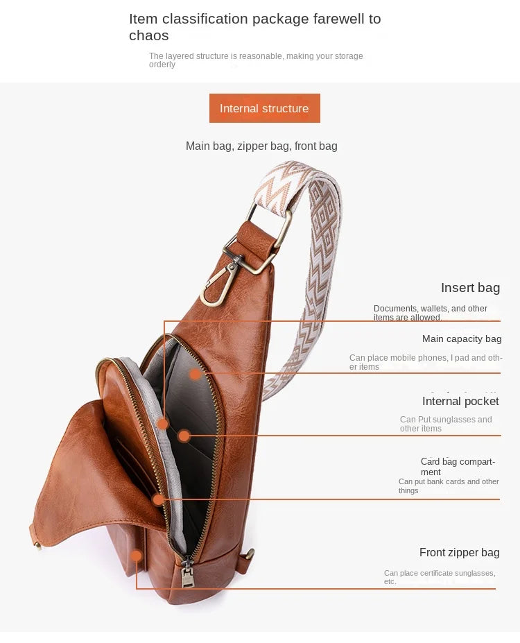 Bags for Women Newly Women Chest Pack Female Sling Bags Crossbody Waterproof Shoulder Chest Bag Casual PU Leather Messenger Pack