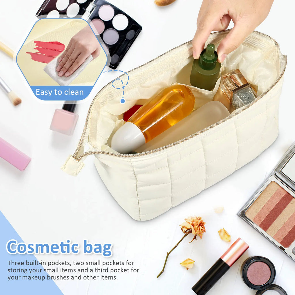 Makeup Bags Large Capacity Travel Cosmetic Bag Lightweight Toiletry Travel Bag with 3 Inner Pockets Multipurpose Makeup Pouch