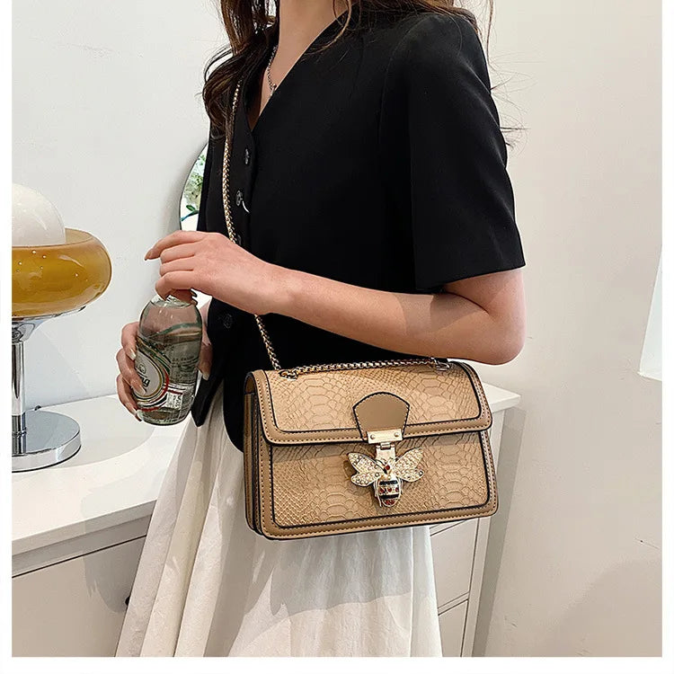 Luxury Handbags for Women Crossbody Bags Bee Lock Tote Casual Flap Purses Crocodile Print Leather Handbag Ladies Shoulder Bags