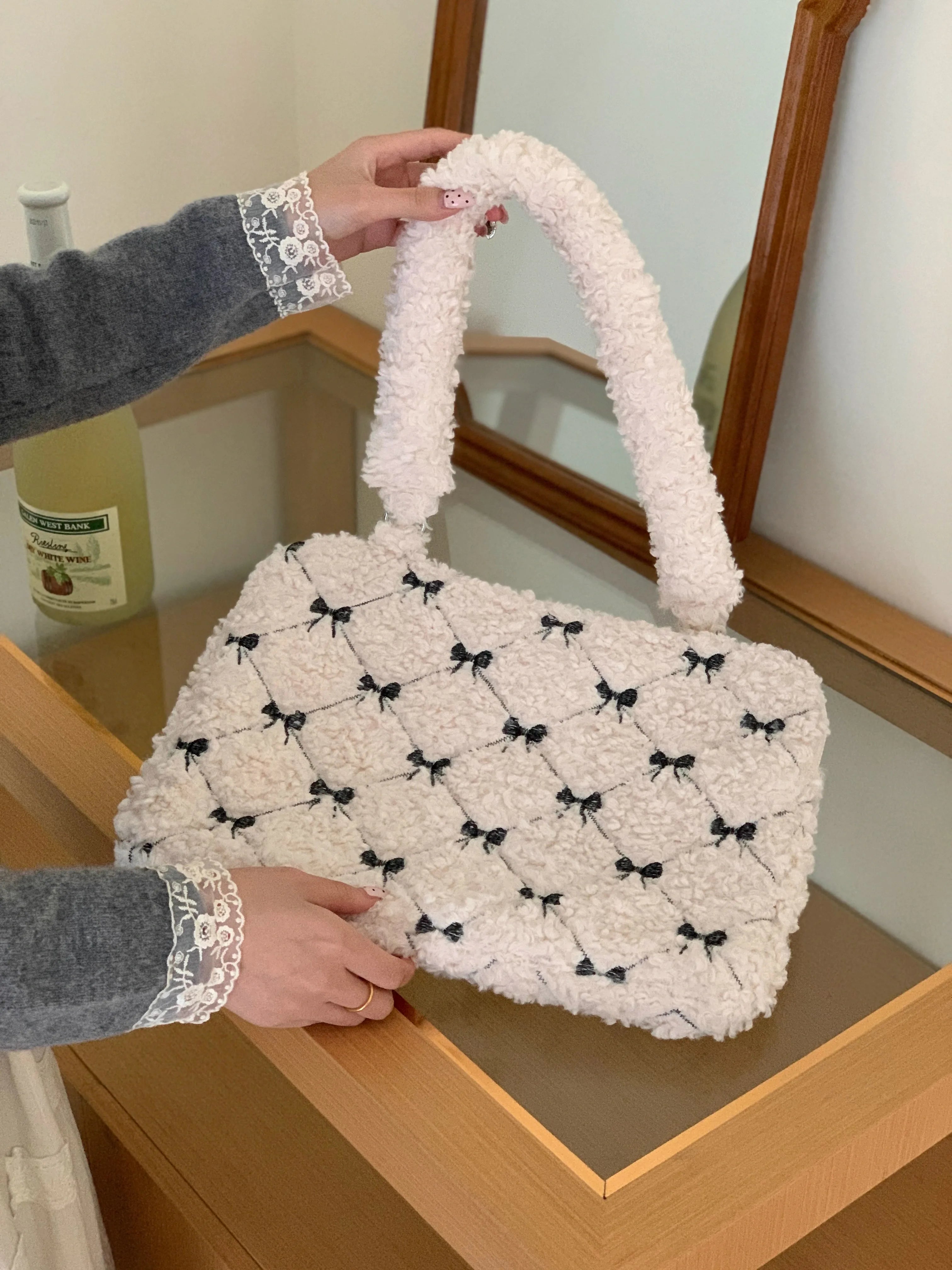 Cute Laptop Bag 13.3 14 15.6 For Macbook Air Pro 13 15 16 HP Huawei Asus Acer Dell Xiaomi Lenovo plush Shoulder Handbag