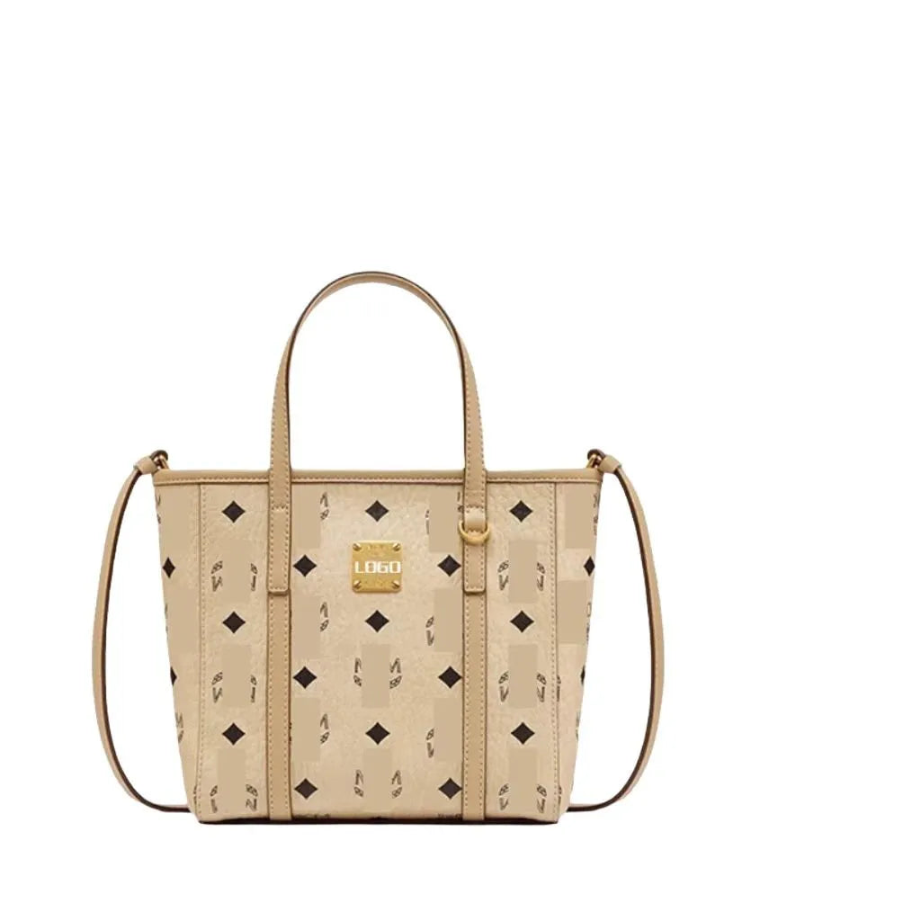 Classic Printed Basket Tote Bag Women's Single Shoulder Commuter Bag Urban Simple Style PU Material Medium Size Daily Match